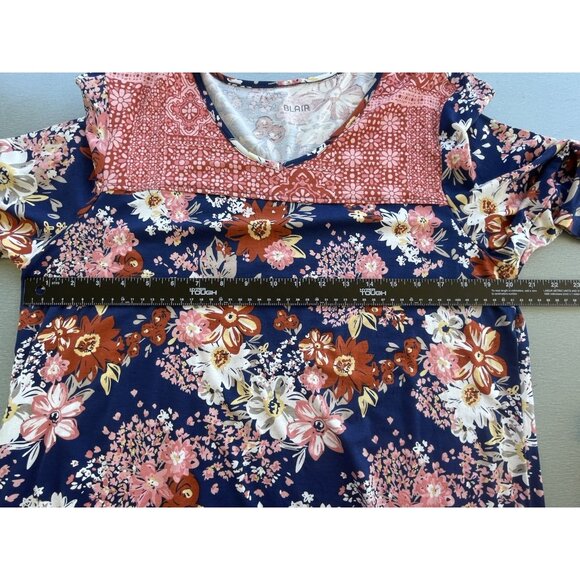 Blair Women's 3/4 Sleeve Multicolor Floral Blouse size Large - Picture 9 of 10